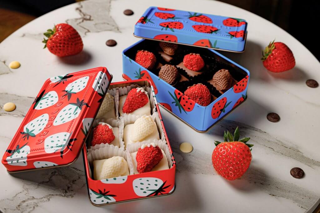 「KAWAII」で選ばれた可愛いチョコレートパッケージ展　商品展示タイヨウノカンカンminiアカイチゴ＆アオイチゴ